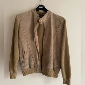 Sweater Emporium Suede-Front Bomber Jacket